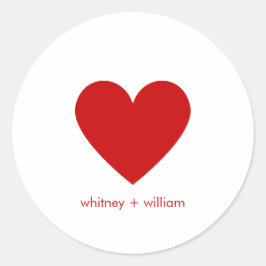 Eenvoudig Hart Rood Moderne Liefde Minimalistische Ronde Sticker