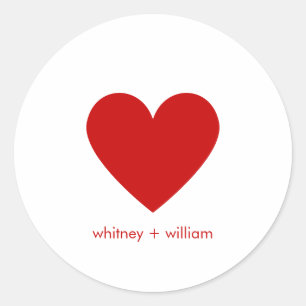 Eenvoudig Hart Rood Moderne Liefde Minimalistische Ronde Sticker