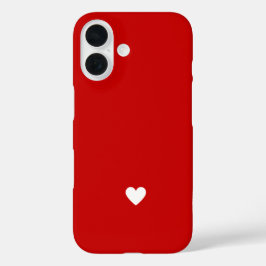 Eenvoudig Hart Rood & Wit Modern Love Valentijns iPhone 16 Hoesje