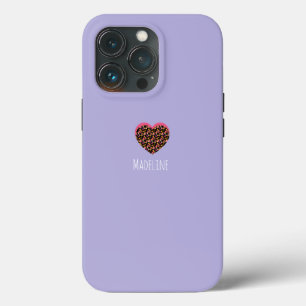 Eenvoudig Hart Roze Dierenprint Patroon Paars Case-Mate iPhone Case