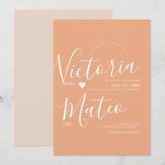 Eenvoudig Hart Script Typografie Warme Trouwdag Kaart (Voorkant / Achterkant)