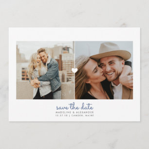 Eenvoudig hart tweeluik Save the Date Kaart