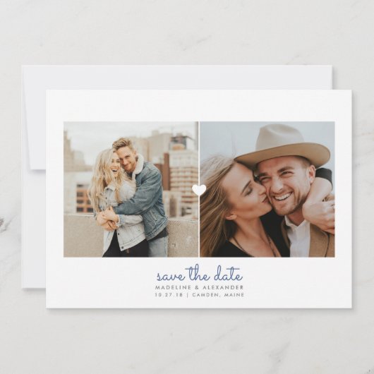 Eenvoudig hart tweeluik Save the Date Kaart (Voorkant)