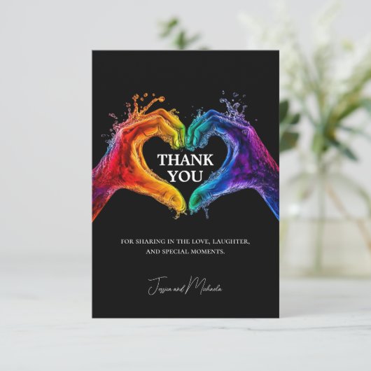 🌈❤️Eenvoudig Hart van Trots bruiloft Bedankkaart (Staand voorkant)