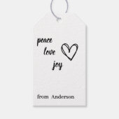 Eenvoudig Hart vreugde Vrede Liefde Kerstmis Cadeaulabel (Voorkant)