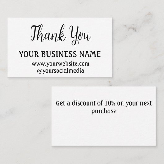 Eenvoudig Hartelijk dank voor de tekst met uw bedr Kortingskaartje (Voorkant / Achterkant)