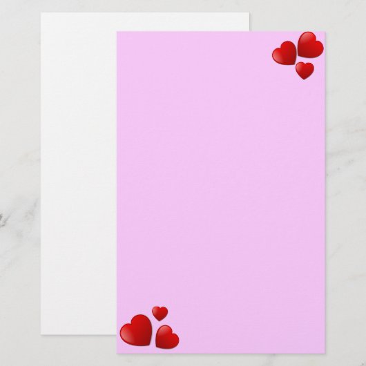 Eenvoudig hartenpapier briefpapier (Voorkant / Achterkant)