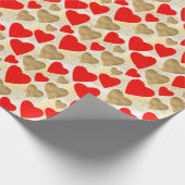 Eenvoudig hartenpatroon in Red & Faux Gold Glitter Cadeaupapier (Hoek)