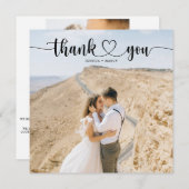 Eenvoudig hartenscript Square Weddenschap Hartelij Bedankkaart (Voorkant / Achterkant)