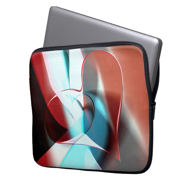Eenvoudig hartontwerp, kristallijne toonmix in cur laptop sleeve (Voorkant Links)