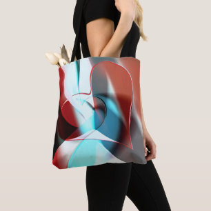 Eenvoudig hartontwerp, kristallijne toonmix in cur tote bag