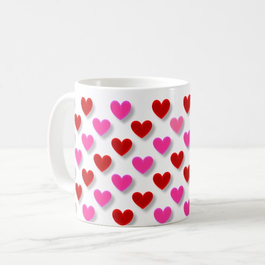 Eenvoudig hartpatroon bevestigen koffiemok (Voorkant links)