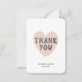 Eenvoudig hartroze minimalistische bruiloft Hartel Notitiekaartje (Voorkant)