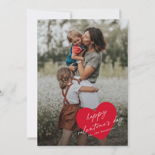 Eenvoudig hartschrift Happy Valentijnsdag Feestdagenkaart (Voorkant)