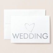 Eenvoudig hartscript Typografie Roze grijze bruilo Folie Kaarten (Voorkant met envelop)