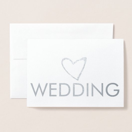 Eenvoudig hartscript Typografie Roze grijze bruilo Folie Kaarten (Voorkant met envelop)