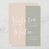 Eenvoudig hartscript Typografie Sage Pink Weddensc Kaart (Voorkant / Achterkant)