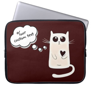 Eenvoudig hartverwarmt Cute Cat Custom Text Laptop Sleeve