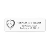 Eenvoudig Heart Black en White Address Label (Voorkant)