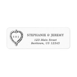 Eenvoudig Heart Black en White Address Label