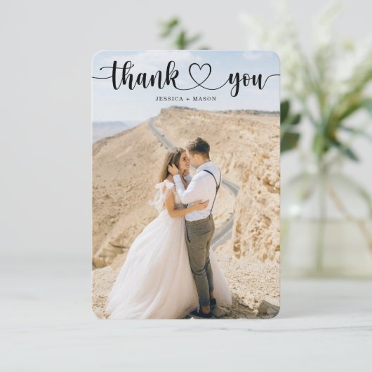 Eenvoudig Heart Script Weddenschap Hartelijk dank Bedankkaart (Staand voorkant)