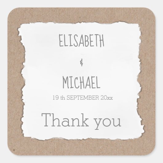 Eenvoudig, hedendaags gescheurd papieren karton be vierkante sticker (Voorkant)