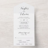 Eenvoudig hedendaags zwart en wit modern huwelijk all in one uitnodiging (Binnen)