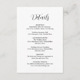 Eenvoudig hedendaags zwart en wit modern huwelijk informatiekaartje