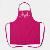 Eenvoudig heet roze eerste moderne monogram roze schort (Voorkant)