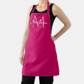 Eenvoudig heet roze eerste moderne monogram roze schort (Insitu)