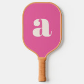 Eenvoudig Heet Roze Vet Retro Monogram Initiaal Pickleball Paddle (Voorkant)