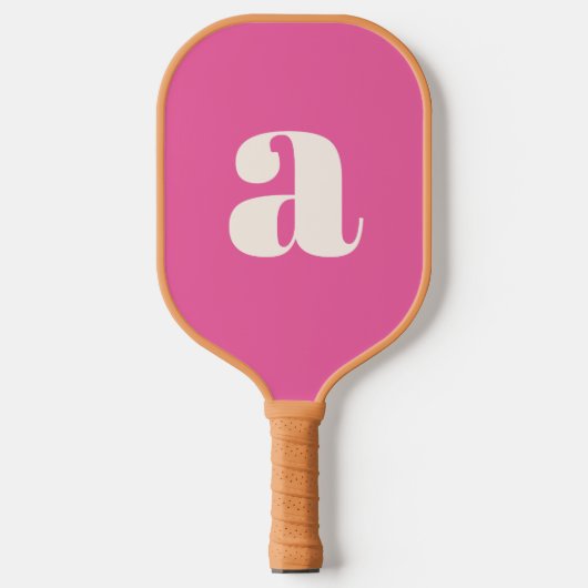 Eenvoudig Heet Roze Vet Retro Monogram Initiaal Pickleball Paddle (Voorkant)