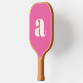 Eenvoudig Heet Roze Vet Retro Monogram Initiaal Pickleball Paddle (Links)