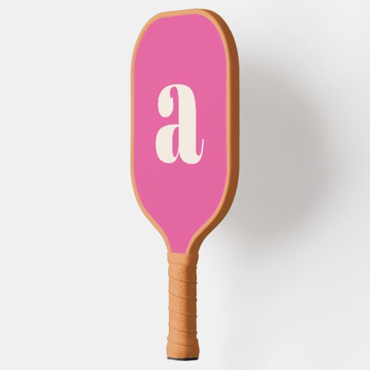 Eenvoudig Heet Roze Vet Retro Monogram Initiaal Pickleball Paddle (Links)