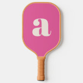 Eenvoudig Heet Roze Vet Retro Monogram Initiaal Pickleball Paddle (Achterkant)