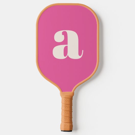Eenvoudig Heet Roze Vet Retro Monogram Initiaal Pickleball Paddle (Achterkant)