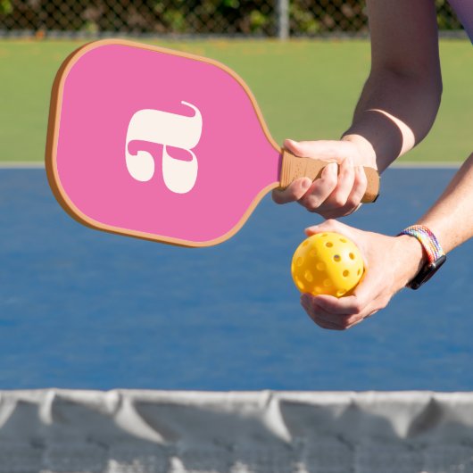 Eenvoudig Heet Roze Vet Retro Monogram Initiaal Pickleball Paddle (Insitu)