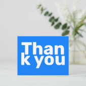 Eenvoudig helder blauw vet modern levendig dank u briefkaart (Staand voorkant)