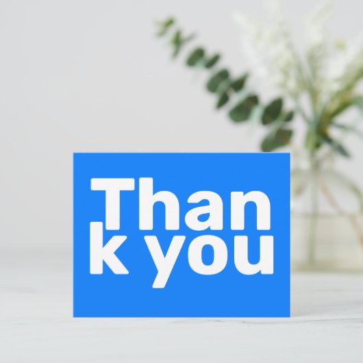 Eenvoudig helder blauw vet modern levendig dank u briefkaart (Staand voorkant)