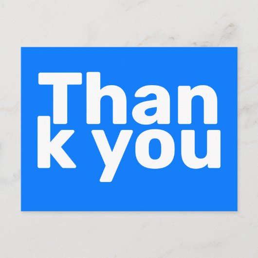 Eenvoudig helder blauw vet modern levendig dank u briefkaart (Voorkant)