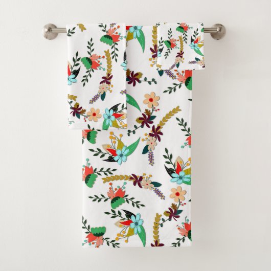 Eenvoudig helder bloemmotief bad handdoek (Insitu)