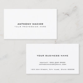 Eenvoudig helder effen wit minimaal visitekaartje