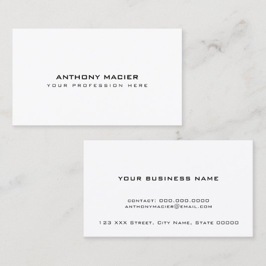 Eenvoudig helder effen wit minimaal visitekaartje (Voorkant / Achterkant)