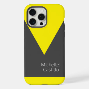 Eenvoudig Helder Geel Grijs Minimalistisch Naam iPhone 15 Pro Max Case