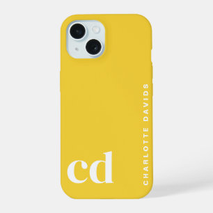 Eenvoudig Helder Geel Monogram iPhone 15 Case