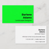 Eenvoudig Helder Groen Vet Modern Levendig Visitekaartje (Voorkant / Achterkant)