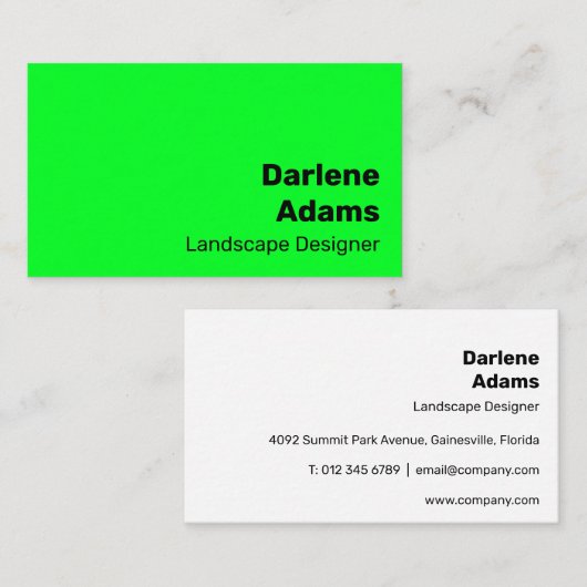 Eenvoudig Helder Groen Vet Modern Levendig Visitekaartje (Voorkant / Achterkant)
