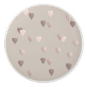 eenvoudig helder roos gouden liefde harten , neutr keramische knop (Voorkant)