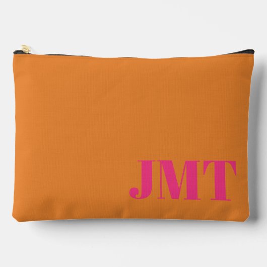 Eenvoudig Helder Roze en Sinaasappel met Monogram Etui (Voorkant)