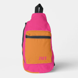 Eenvoudig Helder Roze en Sinaasappel met Monogram Sling Bag